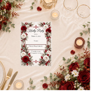 Romantic Winter Berry Elegance Wedding RSVP Card