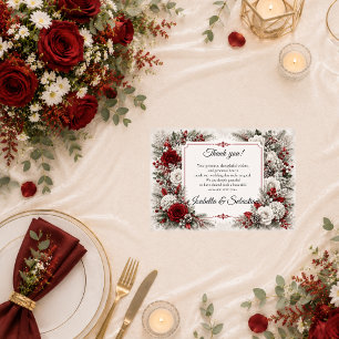 Romantic Winter Berry Elegance Wedding Thank You Card