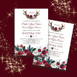 Romantic Winter Burgundy Floral Antlers Wedding Invitation<br><div class="desc">Elegant,  Burgundy,  White Floral card design. It features gorgeous Burgundy,  White watercolour bouquet,  floral antlers,  unique floral arrows with hearts as divider,  on the back a Burgundy background. Use Customise tool to add your info. For matching items,  please,  visit my Winter Floral Bouquet Collection.</div>