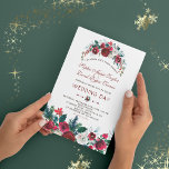 Romantic Winter Burgundy Floral Pine Wedding Invitation<br><div class="desc">Elegant,  Burgundy,  White Floral card design. It features gorgeous Burgundy,  White watercolour bouquets,  unique floral arrows with hearts as divider,  on the back a Burgundy background. Use Customise tool to add your info. For matching items,  please,  visit my Winter Floral Bouquet Collection.</div>