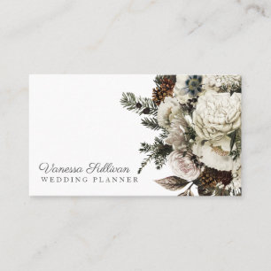 Romantic Winter Floral Bouquet Business Card