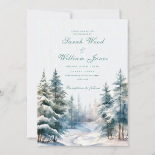 Romantic winter forest wedding Wedding Invitation