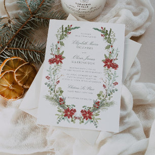 Romantic Winter Greenery Frame Wedding Invitation