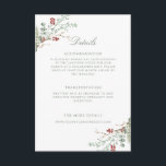 Romantic Winter Greenery Wedding Details Enclosure Card<br><div class="desc">Elegant romantic winter wedding details enclosure card,  adorned with a stunning soft green and red watercolor botanical design and classic calligraphy.</div>