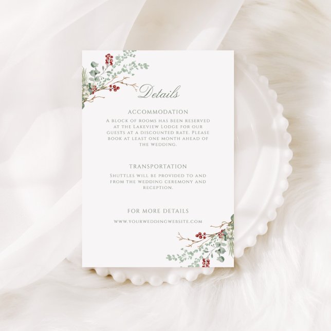 Romantic Winter Greenery Wedding Details Enclosure Card (Creator Uploaded)