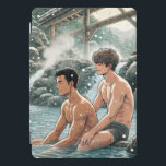 Romantic winter onsen iPad pro cover<br><div class="desc">These coasters depict two boyfriends,  relaxing and in an outdoor Japanese onsen in the snow.</div>