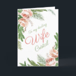 Romantic Winter Pink Roses Christmas Wife Holiday Card<br><div class="desc">Romantic Winter Pink Roses Christmas Wife Holiday Card.  Heartfelt romantic greeting inside.  Personalised with your wife's name on front.</div>