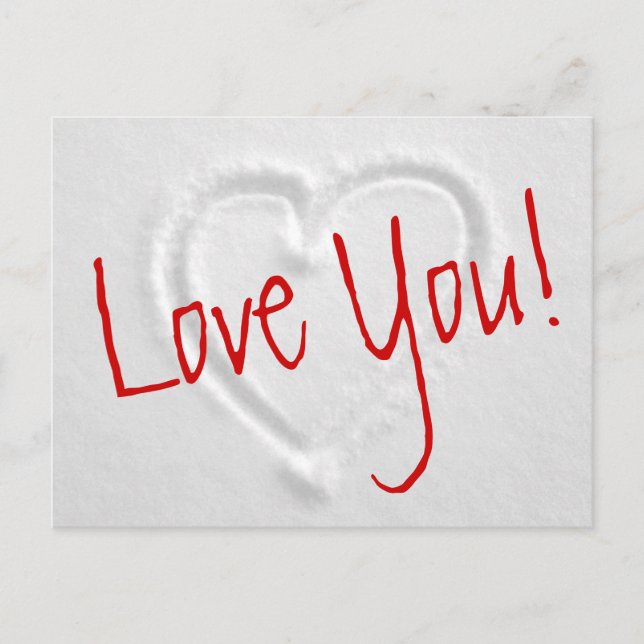 Romantic winter postcards with heart drawn in snow (Front)