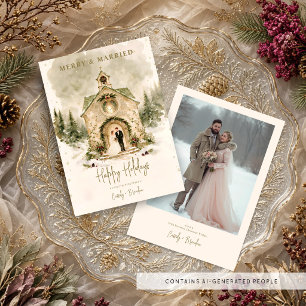 Romantic Winter Snowy Newlyweds Christmas TLW26 Holiday Card
