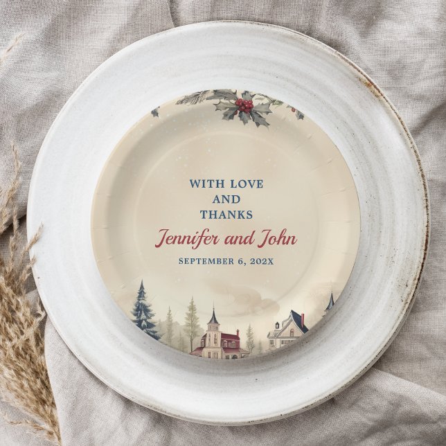 Romantic Winter Wedding Paper Plate (Creator Uploaded)