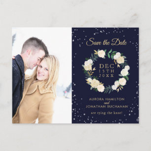 Romantic Winter Wonderland Save the Date Announcement Postcard