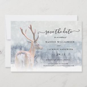 Romantic Winter Woodland Forest Save the Date 
