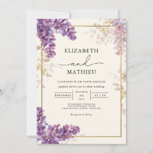 Romantic Wisteria Botanical Floral Wedding Invitation
