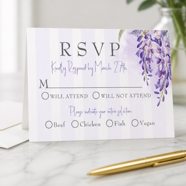 Romantic Wisteria Wedding Response Card (Creator Uploaded)