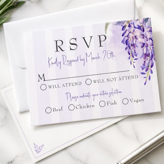 Romantic Wisteria Wedding Response Card (Creator Uploaded)