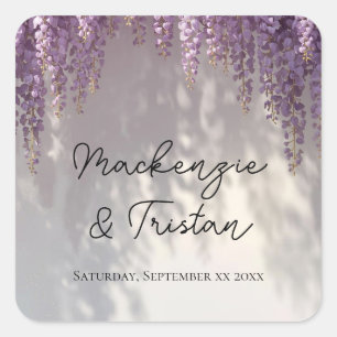 Romantic Wisteria Wedding Square Sticker