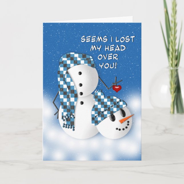 Romantic with humour Winter Card - Snowman (Front)
