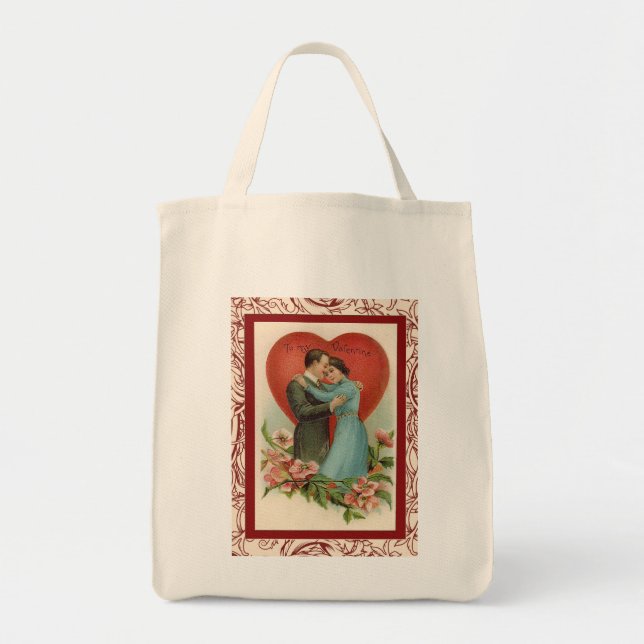 Romantic Woman and Man in Valentine heart Tote Bag (Front)
