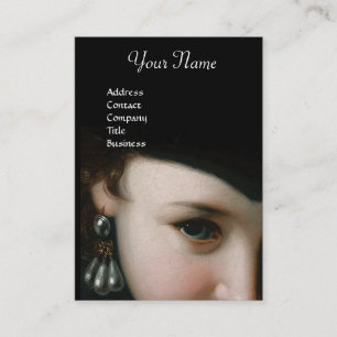 ROMANTIC WOMAN,ANTIQUE JEWELS AND PEARLS MONOGRAM BUSINESS CARD