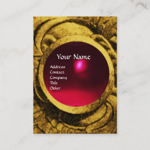 ROMANTIC WOMAN, FLOWERS AND FIGHTING GRYPHONS Ruby Business Card