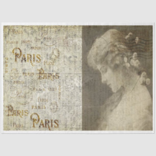 Romantic Woman in Paris Decoupage Paper