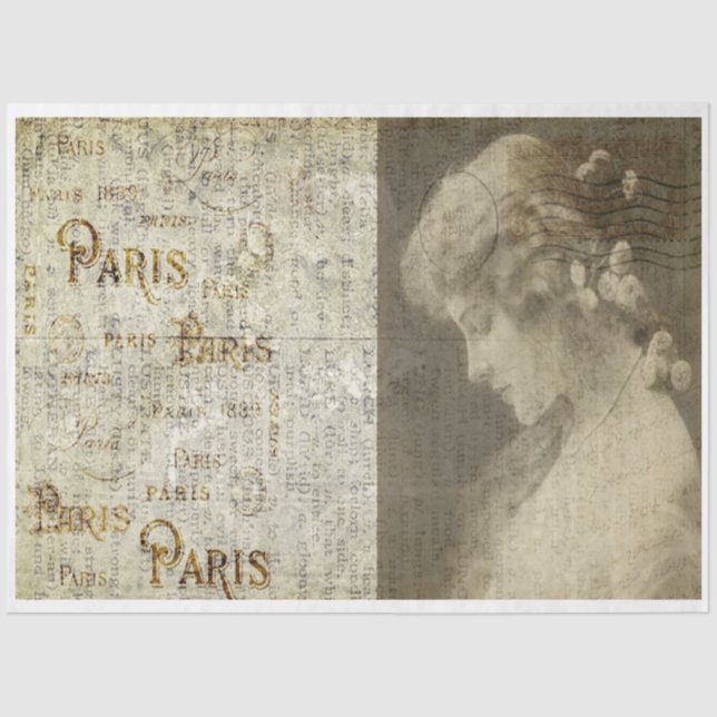 Romantic Woman in Paris Decoupage Paper (Front)