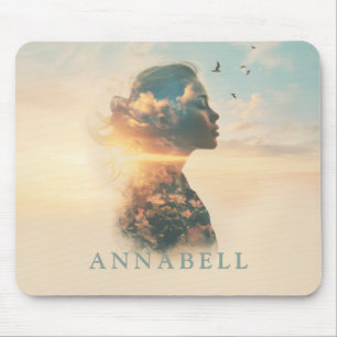 Romantic Woman Nature Silhouette Custom Mouse Mat