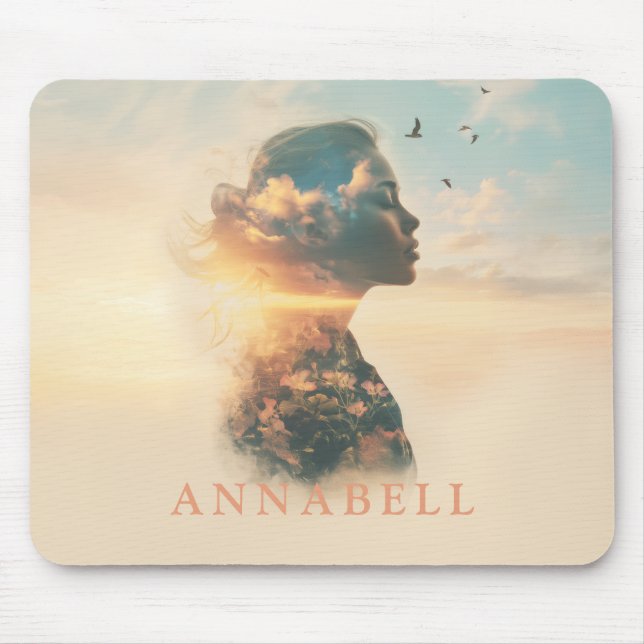 Romantic Woman Nature Silhouette Custom Mouse Mat (Front)