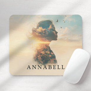 Romantic Woman Nature Silhouette Custom Mouse Mat