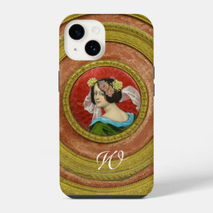 ROMANTIC WOMAN WITH FLOWERS VINTAGE ENAMEL iPhone 14 CASE