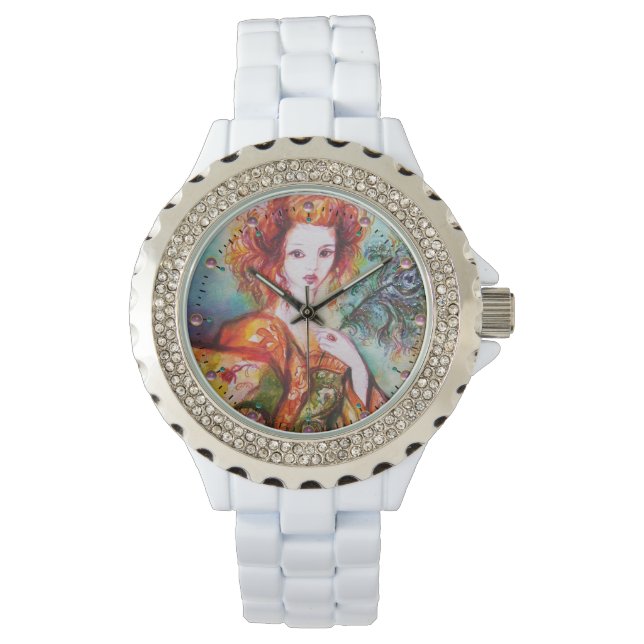 ROMANTIC WOMAN WITH PEACOCK FEATHER WATCH (Front)