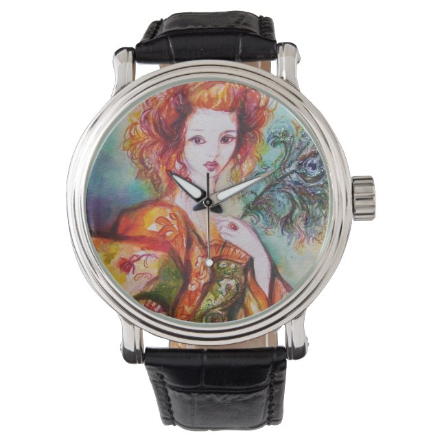 ROMANTIC WOMAN WITH PEACOCK FEATHER WATCH (Front)