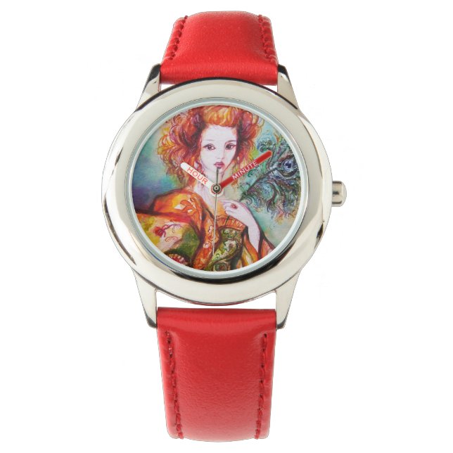 ROMANTIC WOMAN WITH PEACOCK FEATHER WATCH (Front)