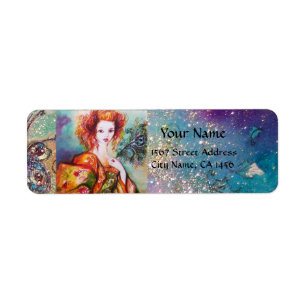 ROMANTIC WOMAN WITH SPARKLING PEACOCK FEATHER