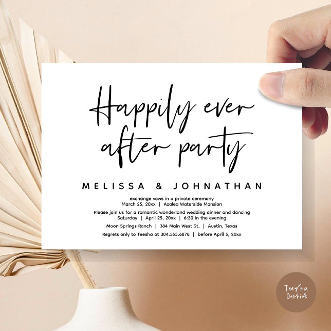 Romantic Wonderland Happily Ever After Party Invitation (Romantic Wonderland Happily Ever After Party Invitation Card, PDF, Modern Minimalist, Black White)