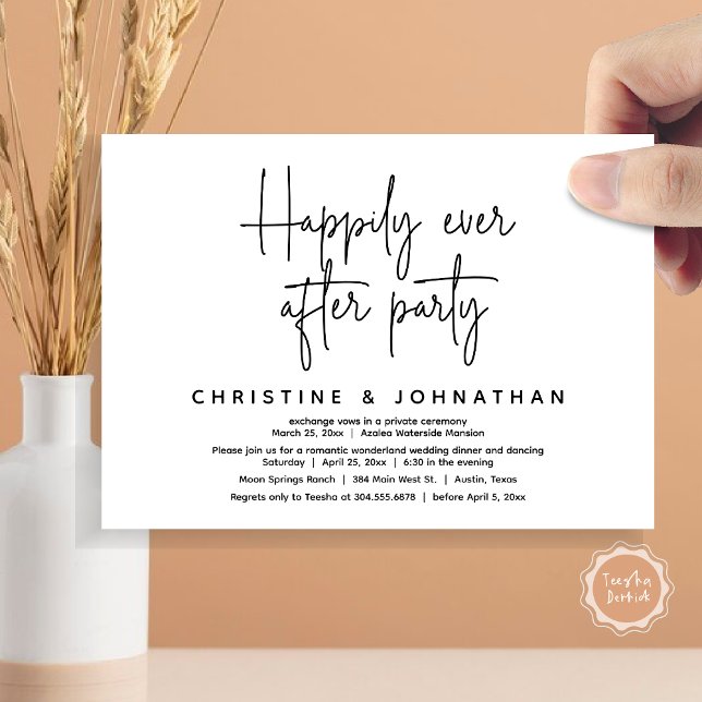 Romantic Wonderland Happily Ever After Party Invitation (Romantic Wonderland Happily Ever After Party Invitation Card, PDF, Modern Minimalist, Black White)