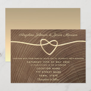 Romantic Wood Wedding Invitation