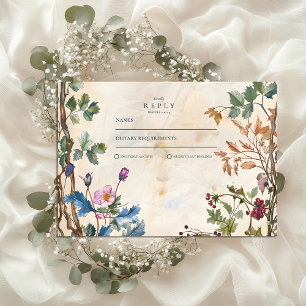 Romantic Woodland Foliage Wedding RSVP Card