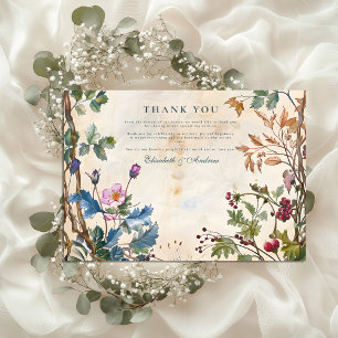 Romantic Woodland Foliage Wedding Thank You Card