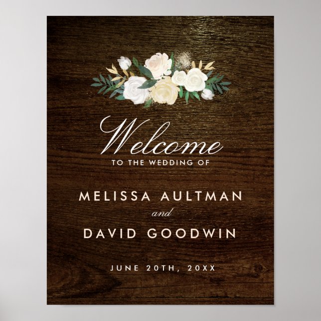 Romantic Woodland Rustic Welcome Sign (Front)