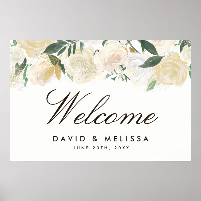 Romantic Woodland Wedding Welcome Sign (Front)