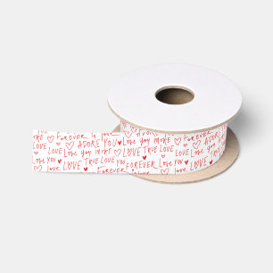 Romantic Words Valentines Day Satin Ribbon
