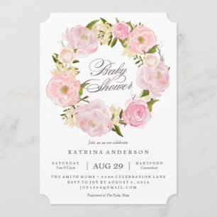 Romantic Wreath Baby Shower Invitation