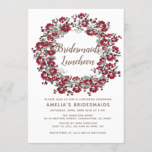 Romantic Wreath Bridesmaids Luncheon Invitation