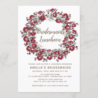 Romantic  Wreath Bridesmaids Luncheon Invitation