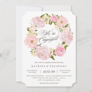 Romantic Wreath Engagement Party Invitation