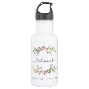 Romantic Wreath in Pink for Bridesmaids 532 Ml Water Bottle
