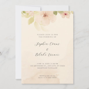 Romantic Yellow and Green Floral Yellow Wedding Invitation