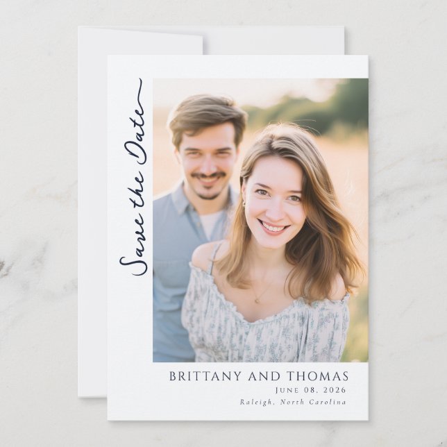 Romantic Yellow Floral Photo Save The Date (Front)
