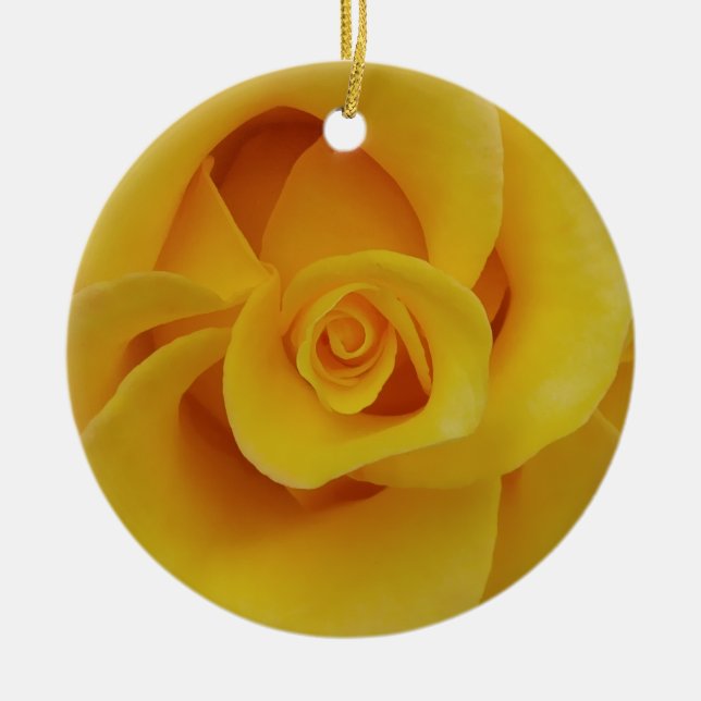 Romantic Yellow Rose Petals Ceramic Tree Decoration (Front)